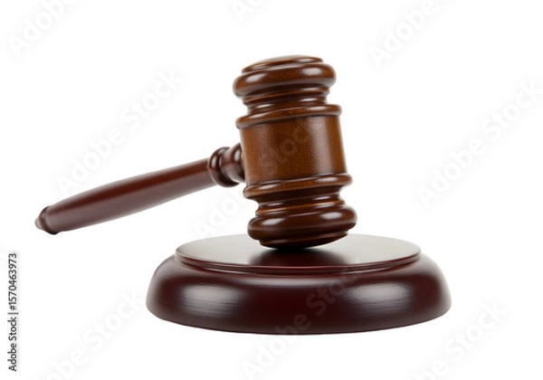 Obraz Brown Wooden Gavel on Sound Block Isolated on Transparent Background