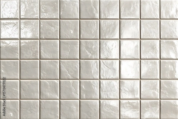 Fototapeta Elegant White Square Tiles Modern Wall and Floor Mosaic Design