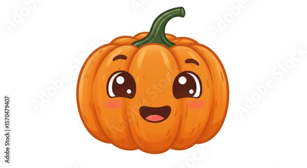 Obraz Cute Halloween Pumpkin Cartoon Character Cheerful Fall Illustration