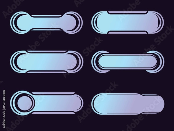 Fototapeta Blue Purple Gradient Futuristic Title Bar for Web and Game UI