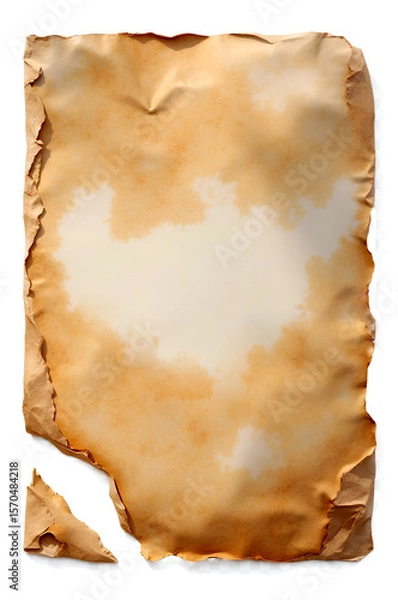 Fototapeta old paper background,old parchment paper sheet vintage aged or texture isolated on white background.