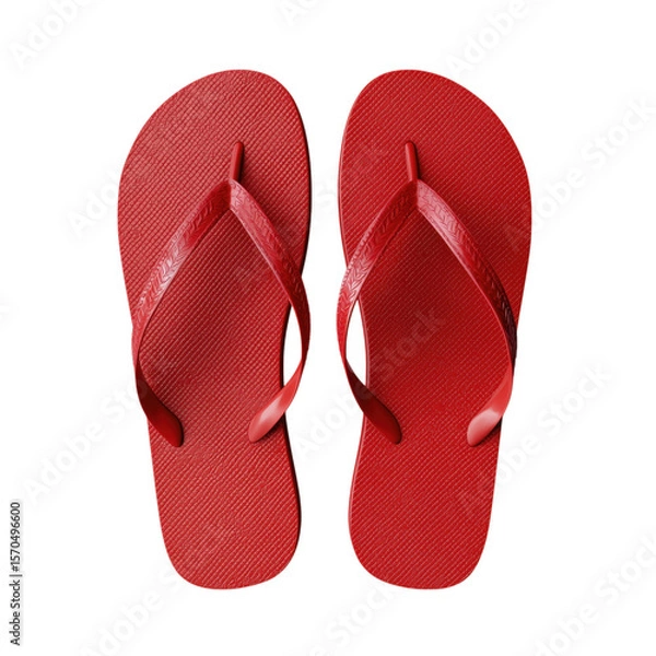 Obraz Two red flip flops isolated on white background representing summer and beach lifestyle