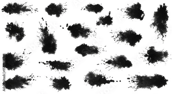 Obraz Ink Smoke Brush Strokes Isolated Background Grunge Splatter Texture