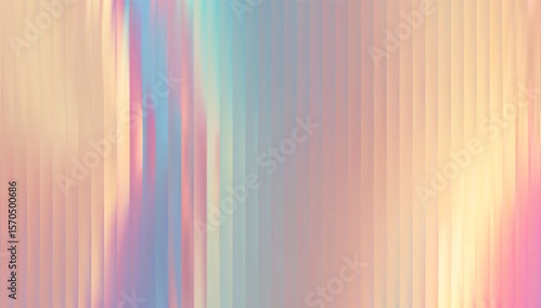Fototapeta Laser foil effect background. Holographic ribbed glass horizontal pattern. Corrugated pearlescent metal texture