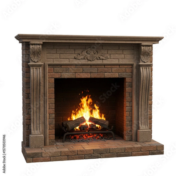 Obraz Isolated Fireplace with Flame Transparent Background Hearth Warmth