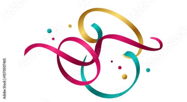 Fototapeta Abstract Design with Intertwined Gold Teal and Magenta Ribbons