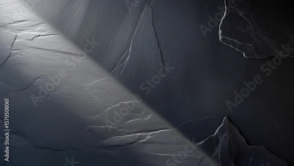 Obraz Dark Slate Stone Texture with Diagonal Light and Shadow