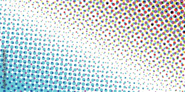 Fototapeta 網点　カラーハーフトーン　グラデーション　青　背景