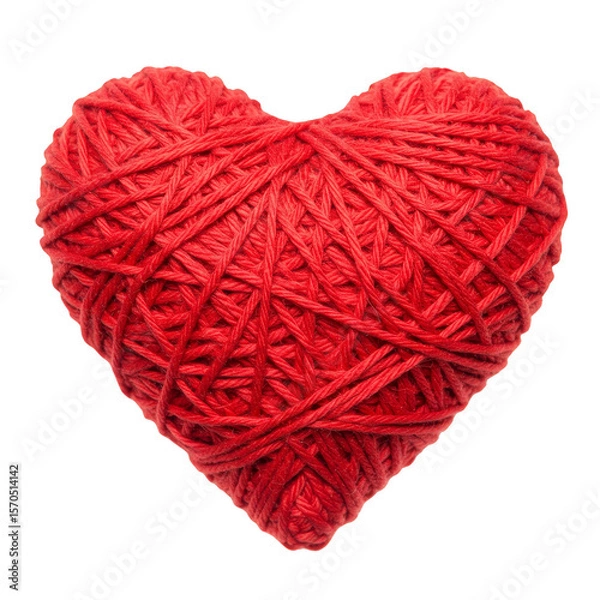 Obraz Isolated Red Yarn Heart Love Strings Valentine Day Texture