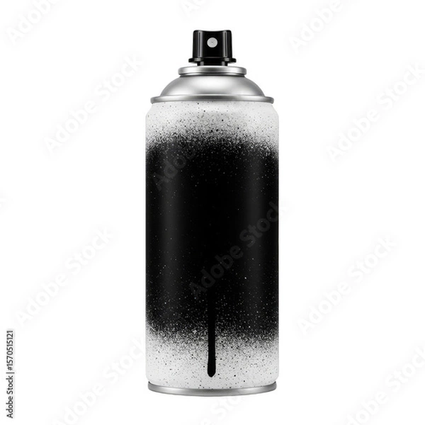 Obraz Isolated Spray Can Black Aerosol Paint Metal Equipment on Transparent
