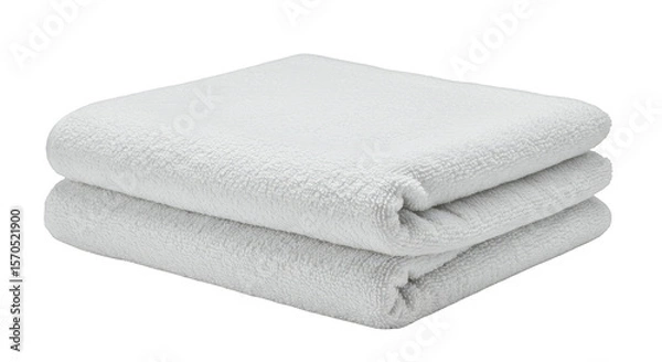 Fototapeta Isolated White Cotton Towel Stack for Bathroom Hygiene Transparent