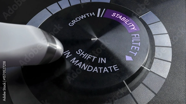 Obraz A dial shifts from growth to stability, signifying a change in policy or mandate