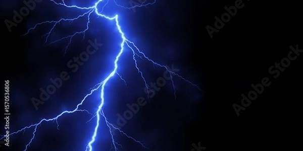 Obraz A striking image of a blue lightning bolt against a stark black background display