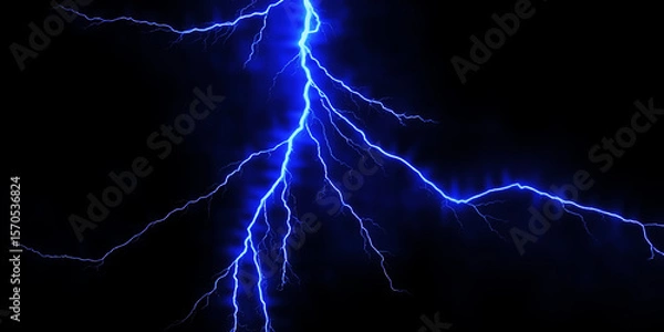 Obraz A striking image of a blue lightning bolt against a stark black background display