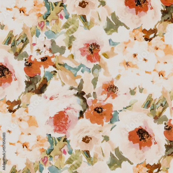 Fototapeta Floral Leaf Pattern Seamless Design with Textures