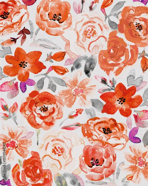 Fototapeta Floral Leaf Pattern Seamless Design with Textures