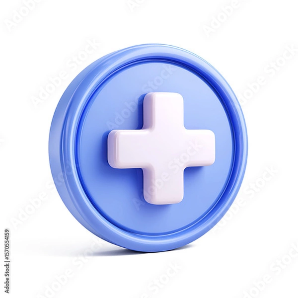 Fototapeta 3D Red cross medical icon on transparent background for emergency or health-related design.