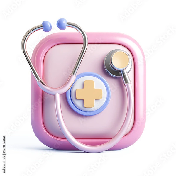 Fototapeta 3D Red cross medical icon on transparent background for emergency or health-related design.