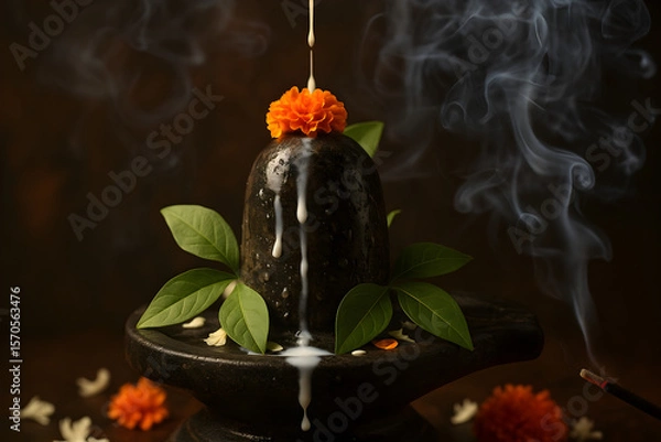Fototapeta Sacred shivling worship simple compose 01jzk3b7zpe5ractkfz68axa51