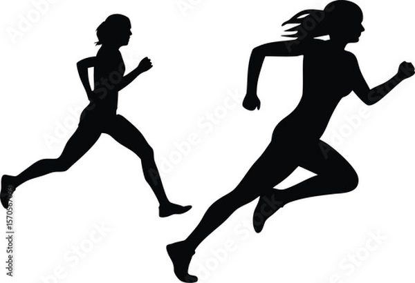 Fototapeta Group Running Silhouette Vector | Runners Team Clipart in Motion |Sports Running 