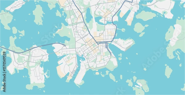 Obraz Layered editable vector illustration outline of Helsinki,Finland.