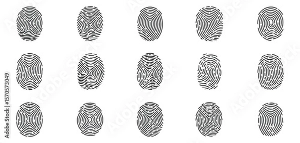 Fototapeta  Set of Gray Fingerprint Patterns