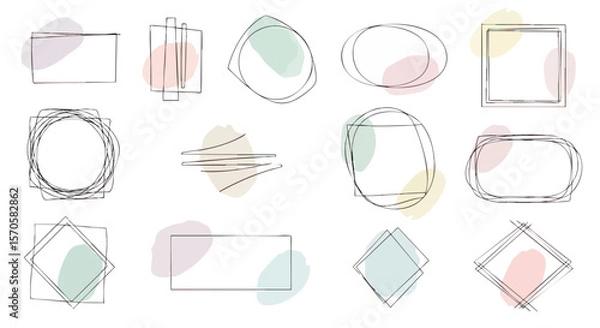 Fototapeta Modern Hand-Drawn Abstract Shapes Background with Soft Pastel Watercolor Elements and Minimalist Design.