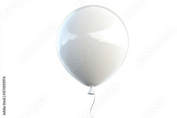 Obraz Clean white balloon isolated soaring against blank backdrop air party symbol on white background. Generative AI