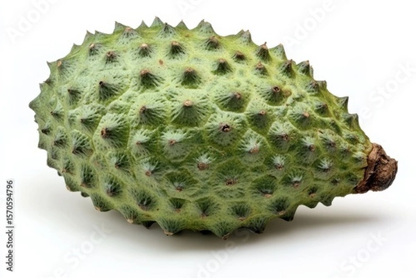 Obraz Fresh Green Soursop Fruit Still Life Spiky Tropical Exotic Food Isolated Close on white background. Generative AI