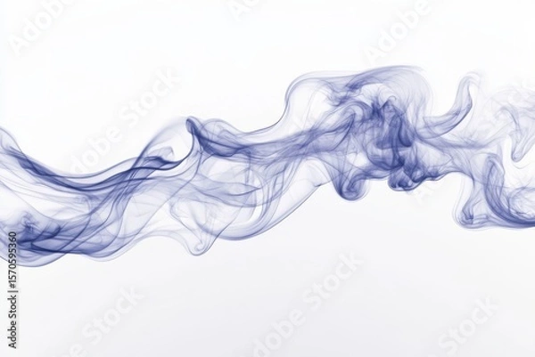 Obraz Ethereal Blue Smoke Abstract Art Gentle Movement Flowing Lines Serene Background on white background. Generative AI