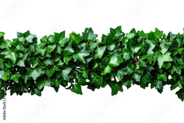 Obraz Dense green ivy leaves line a horizontal band against a black background