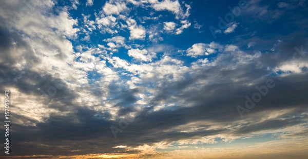 Fototapeta colorful dramatic sky with cloud at sunset