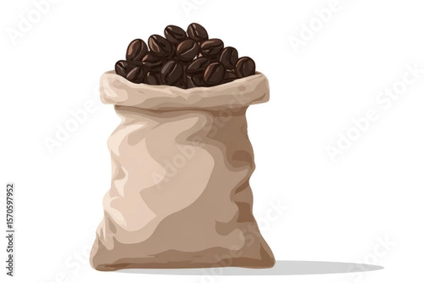 Obraz Coffee bean pouch on white background