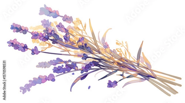 Obraz lavender stems and soft buds, neutral tones on white background
