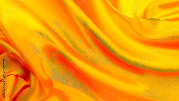 Fototapeta Elegant yellow fabric draped gracefully in flowing waves