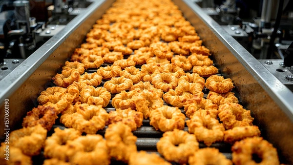Fototapeta Close-up of efficient snack food production line