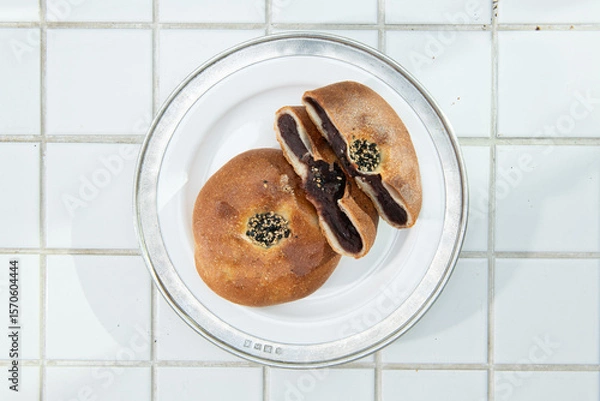 Fototapeta Anpan Traditional Japanese Sweet Bread with Red Bean Paste