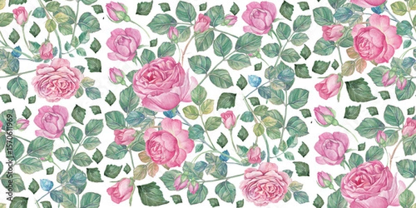 Obraz Elegant watercolor rose pattern with floral motifs for fabrics and wallpapers