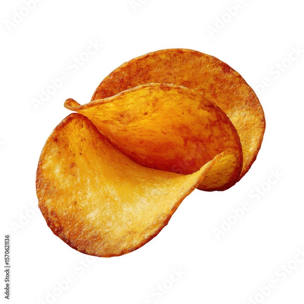 Fototapeta Three potato chips isolated on transparent background