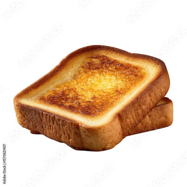 Fototapeta Stack of golden toast isolated on transparent background