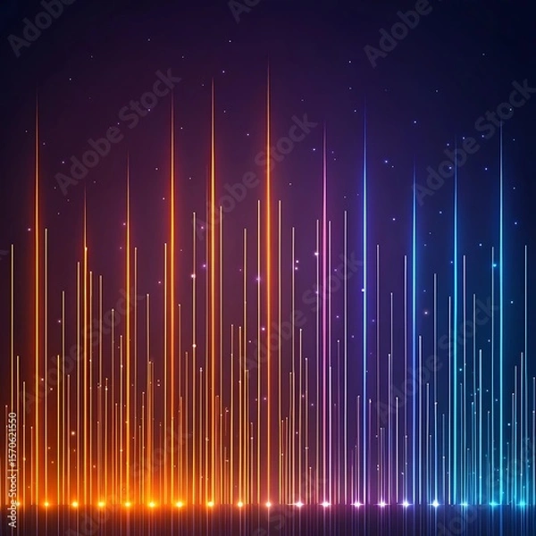 Obraz Futuristic Abstract Background with Glowing Vertical Light Streaks  Tech Digital Design. Ai Gen