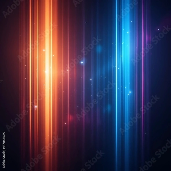 Obraz Futuristic Abstract Background with Glowing Vertical Light Streaks  Tech Digital Design. Ai Gen