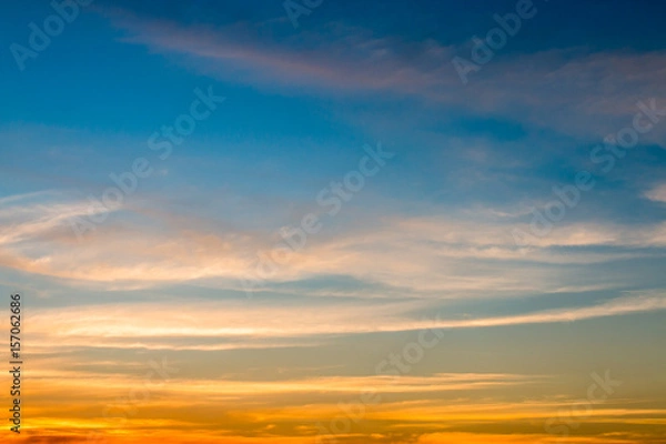 Fototapeta colorful dramatic sky with cloud at sunset