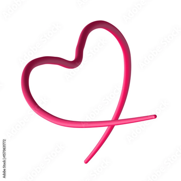 Fototapeta pink heart symbol 3D