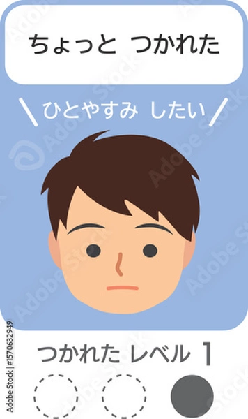 Obraz 疲れを示す絵カード-つかれたレベル1