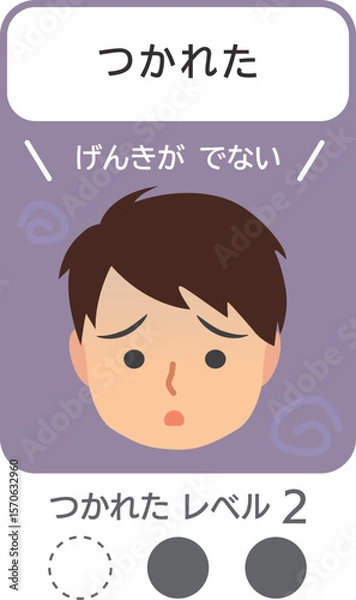 Obraz 疲れを示す絵カード-つかれたレベル2