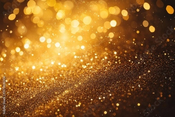 Fototapeta Golden Glitter, Bokeh Lights Shine with Abstract Texture and Festive Sparkle