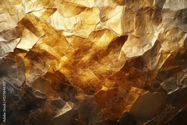 Fototapeta Observe Gold Fragments Texture and Shiny Facets with Abstract Details