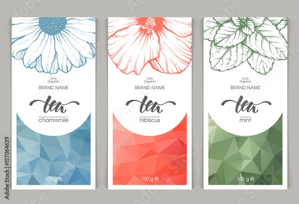 Fototapeta Vector set of templates packaging gerbal tea