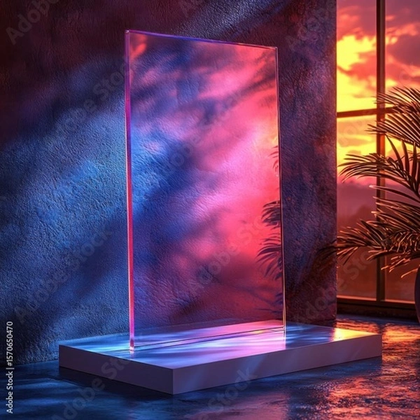 Fototapeta Explore Abstract Glass with Sunset Hues and Modern Aesthetic Backdrop Display